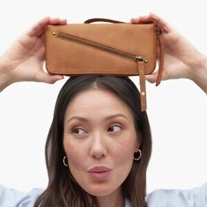 NWT Free People Vegan Brown Distressed Leather Wallet